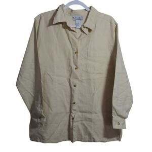 REAL Comfort Vintage 100% LINEN Beach Coastal Button-Up Shirt Size M